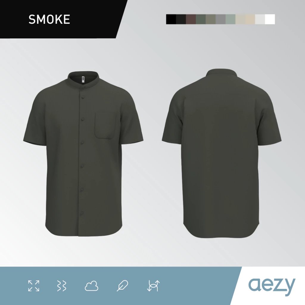 KEMEJA AEZY STAND COLLAR SHORT SLEEVE